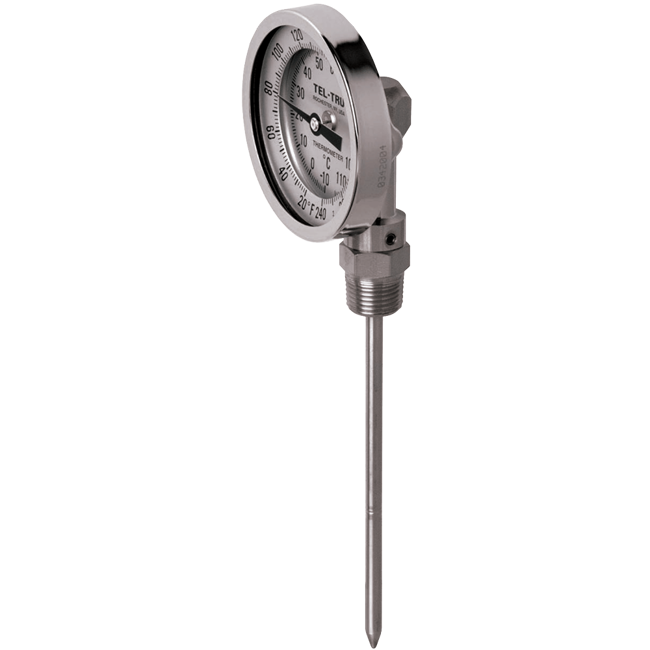 Tel-Tru Industrial Bimetal Thermometer, 3", 4" and 5" Bottom Connected